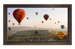 Uçan Balon Manzarası Tablosu Kahverengi Ahşap Çerçeve - 70x100