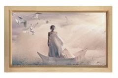 Kadın ve Yaşam Yolculuğu Tablosu Naturel Ahşap Çerçeve - 45x30