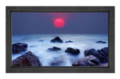Kızıl Güneş Dalgalı Taş Tablosu Siyah Ahşap Çerçeve - 100x200