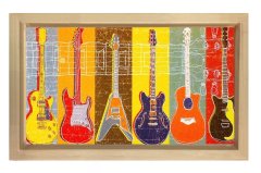 Gitar Türleri Tablosu Naturel Ahşap Çerçeve - 100x200