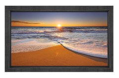 Kumsal ve Güneş Batımı Tablosu Siyah Ahşap - 50x90