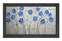 Mavi Menekşeler Tablosu Siyah Ahşap - 45x30