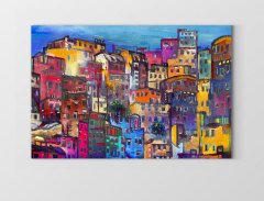 Renkli Şehir Tablosu Çerçevesiz - 50x90