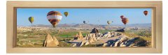 Balonlar Manzara Tablosu Naturel Ahşap Çerçeve - 120x40