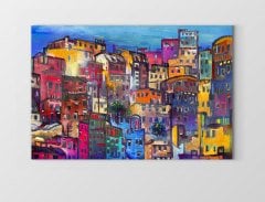 Renkli Şehir Tablosu Çerçevesiz - 70x100