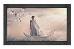 Kadın ve Yaşam Yolculuğu Tablosu Siyah Ahşap Çerçeve - 100x200