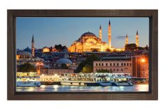 İstanbul ve Gece Tablosu Kahverengi Ahşap Çerçeve - 50x90