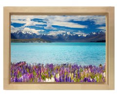 Nehir çiçek manzara tablosu Naturel Ahşap Çerçeve - 100x150