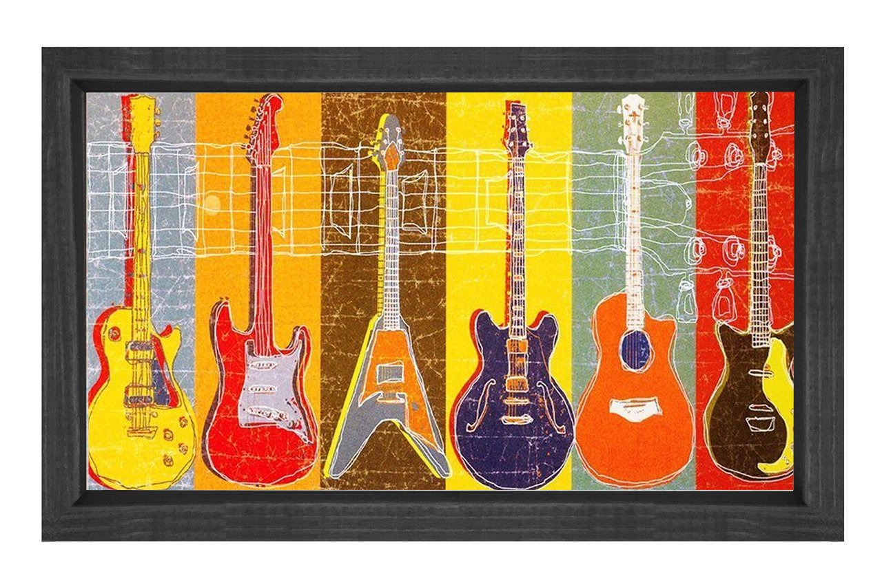 Gitar Türleri Tablosu Siyah Ahşap Çerçeve - 100x200