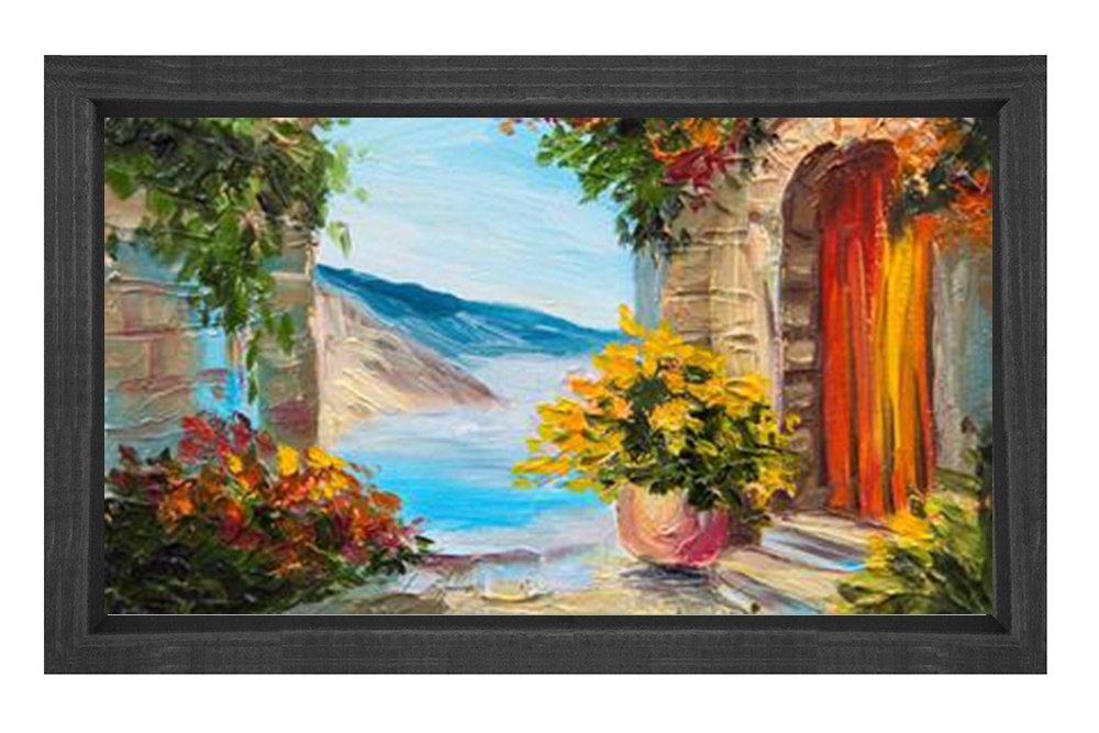 Reprodıksıyon Manzara Tablosu Siyah Ahşap - 50x90