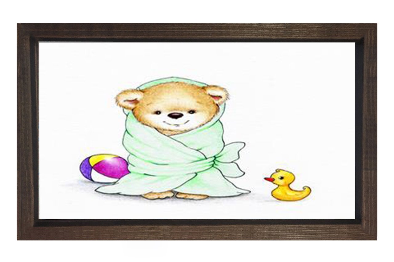 Banyo Yapan Ayıcık Tablosu Kahverengi Ahşap Çerçeve - 100x200