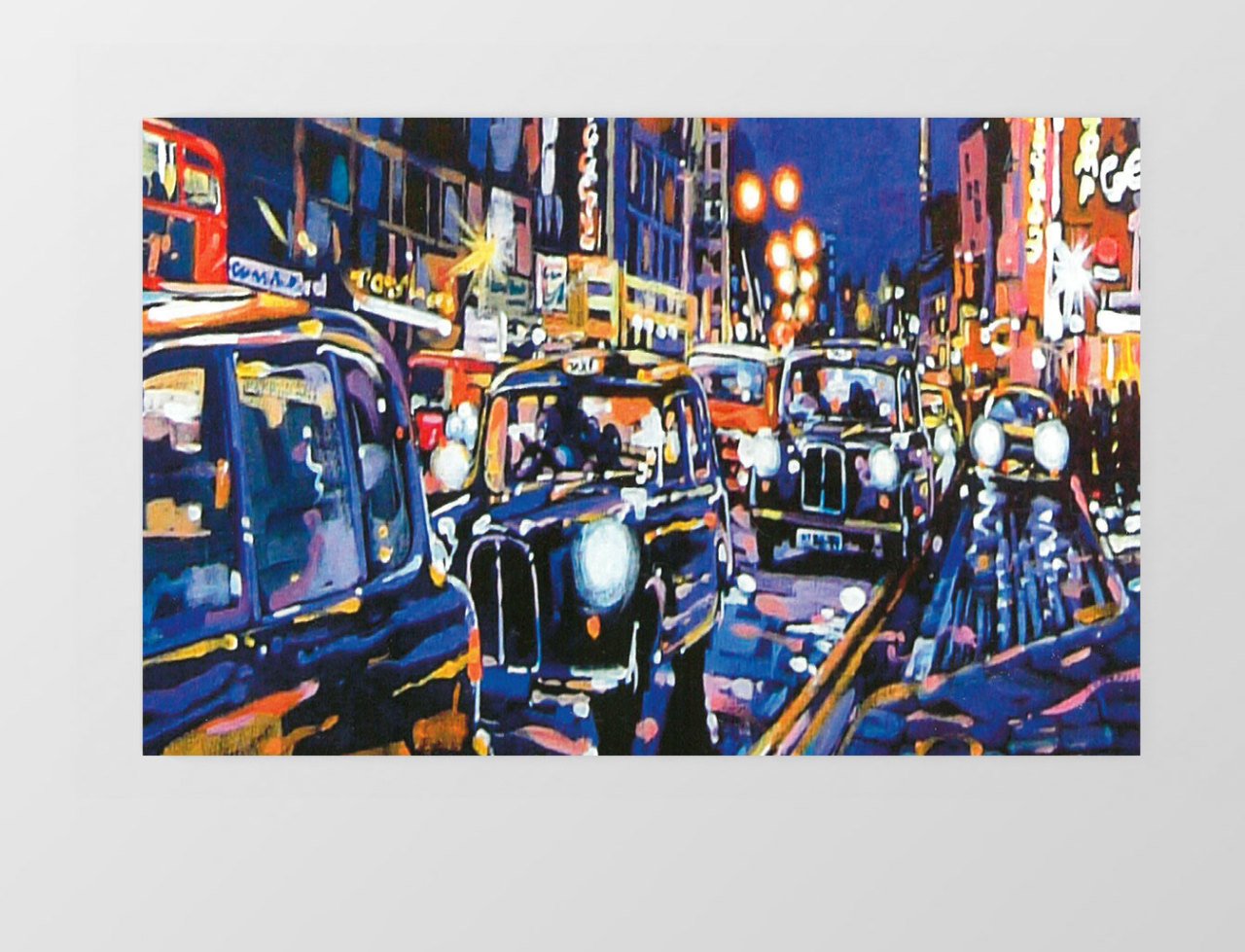 Vintage Şehir Taxiler Tablosu Çerçevesiz - 40x60