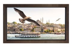 İstanbul ve Martılar Tablosu Kahverengi Ahşap - 40x60