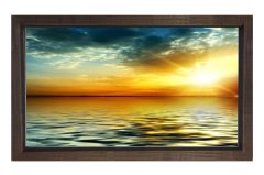 Deniz Ve Gün Doğumu Tablosu Kahverengi Ahşap Çerçeve - 45x30