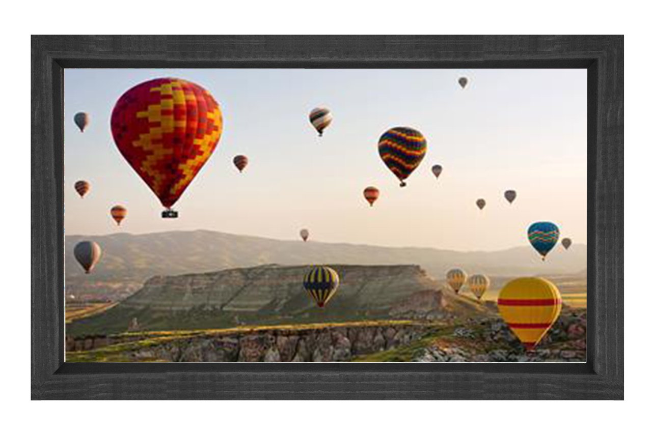 Uçan Balon Manzarası Tablosu Siyah Ahşap Çerçeve - 40x60