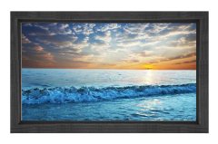 Kıyıya Vuran Dalga ve Gün Batımı Tablosu Siyah Ahşap - 100x150