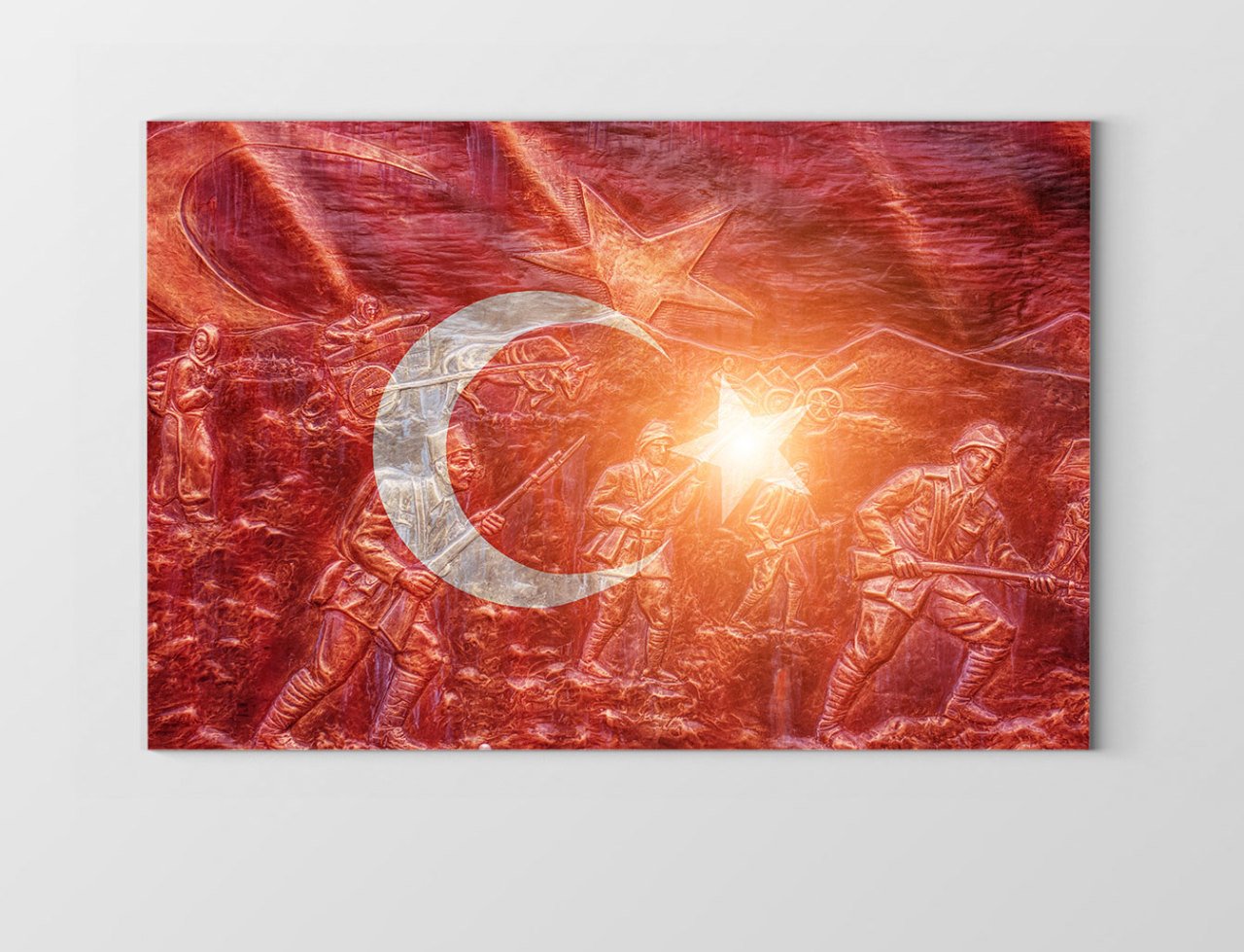 Çanakkale Savaşı Türk Bayrağı Tablosu Çerçevesiz - 100x150