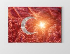 Çanakkale Savaşı Türk Bayrağı Tablosu Çerçevesiz - 100x150