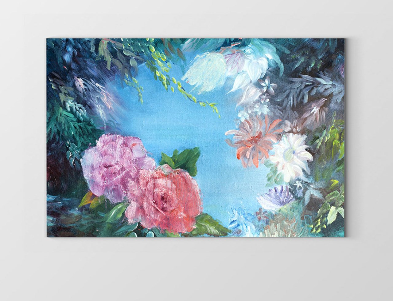 Gül ve Çiçekler Manzara Tablosu Çerçevesiz - 40x60