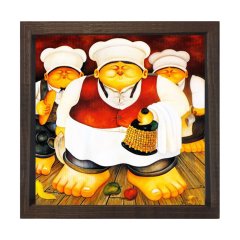 Şişman Aşçılar Reprödiksiyon Tablosu Kahverengi Ahşap Çerçeve - 50x50