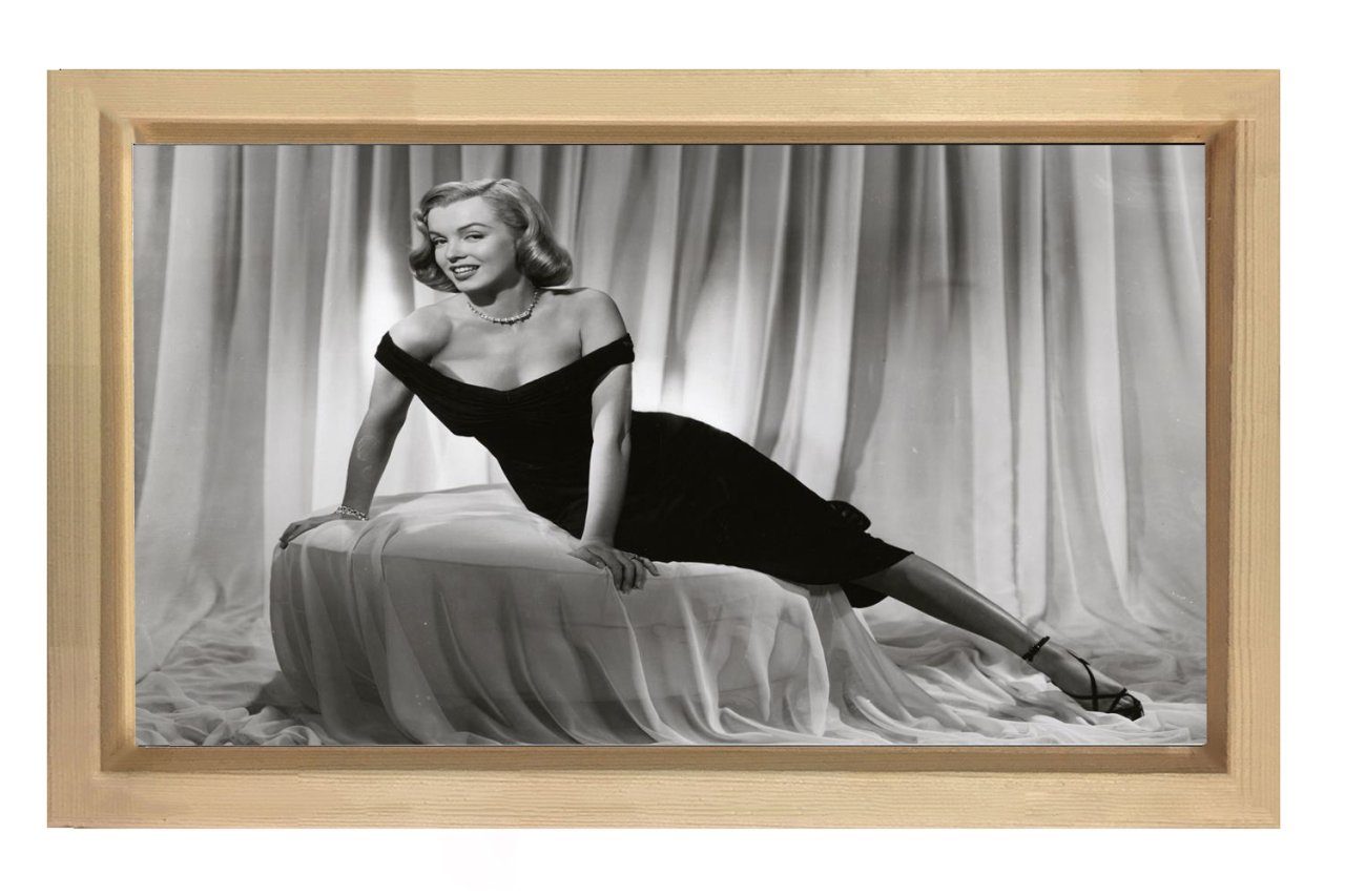 Marilyn Monroe Siyah Beyaz Tablosu Naturel Ahşap Çerçeve - 70x100