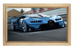 Bugatti Vision Gran Turismo Tablosu Naturel Ahşap Çerçeve - 45x30