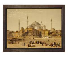 Ayasofya Camii Tablosu Kahverengi Ahşap Çerçeve - 100x200