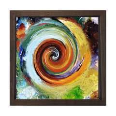 Soyut Girdap  Tablosu Kahverengi Ahşap Çerçeve - 50x50