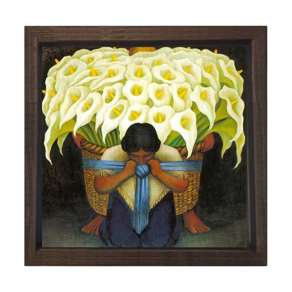 Çiçek Satıcısı,1942 Tablosu Kahverengi Ahşap Çerçeve - 50x50