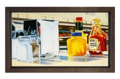 Hamburger Masası Tablosu Kahverengi Ahşap Çerçeve - 70x100