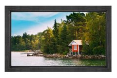 Ormanda Göl Evi Tablosu Siyah Ahşap - 70x100