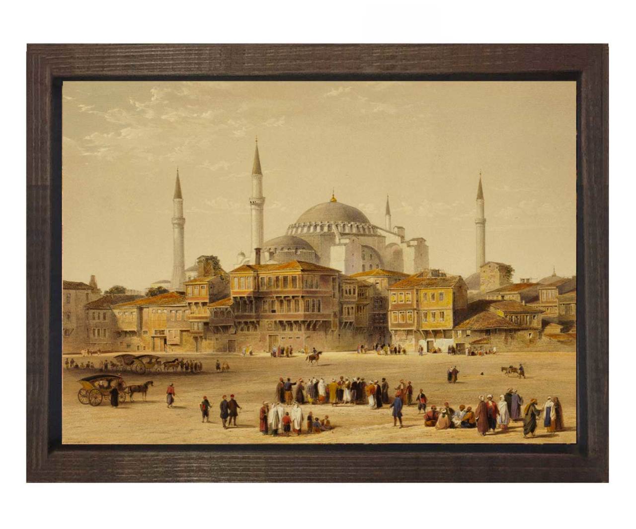 Ayasofya Camii Tablosu Kahverengi Ahşap Çerçeve - 50x70