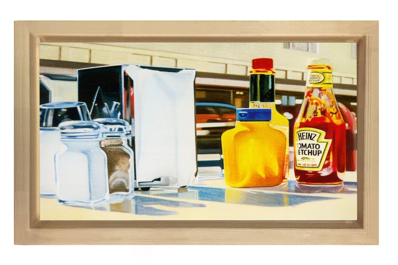 Hamburger Masası Tablosu Naturel Ahşap Çerçeve - 100x200