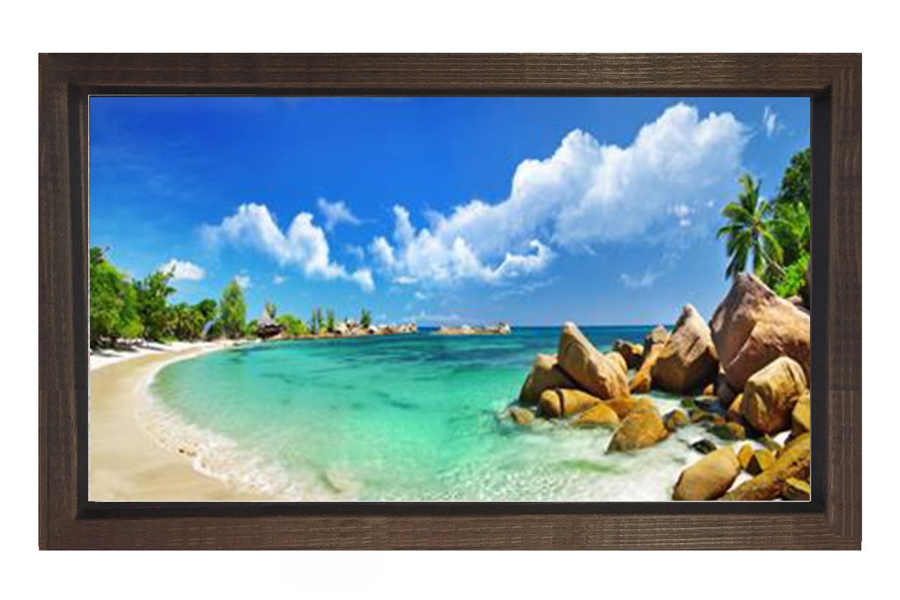 Kumsal ve Kayalıklar Tablosu Kahverengi Ahşap - 100x200