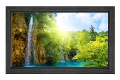 Şelale Manzarası Berrak Su Tablosu Siyah Ahşap Çerçeve - 50x90
