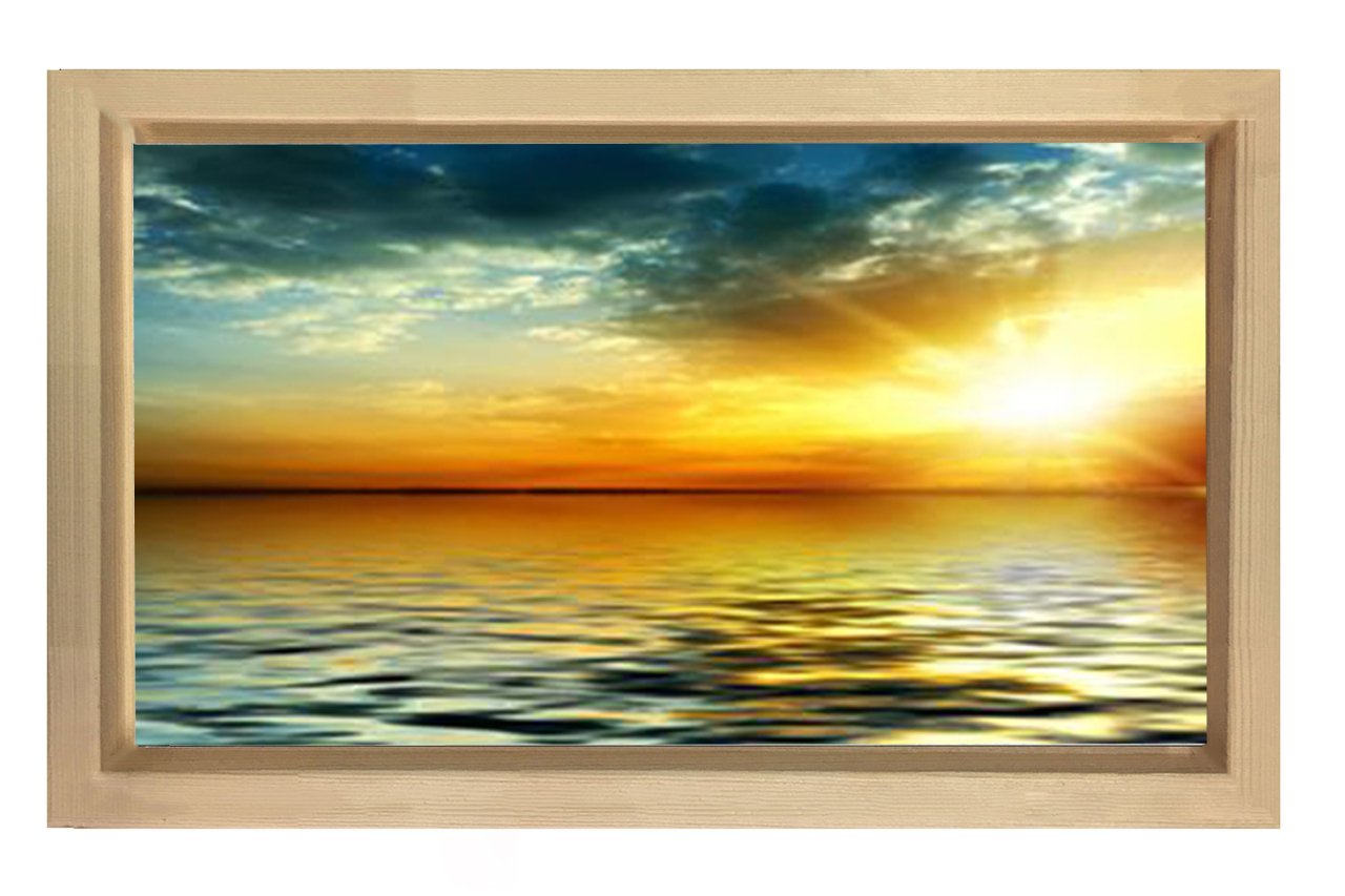 Deniz Ve Gün Doğumu Tablosu Naturel Ahşap Çerçeve - 50x70