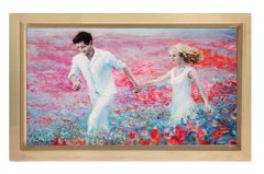Çiçekler Bahçesi Aşıklar Tablosu Naturel Ahşap - 100x150