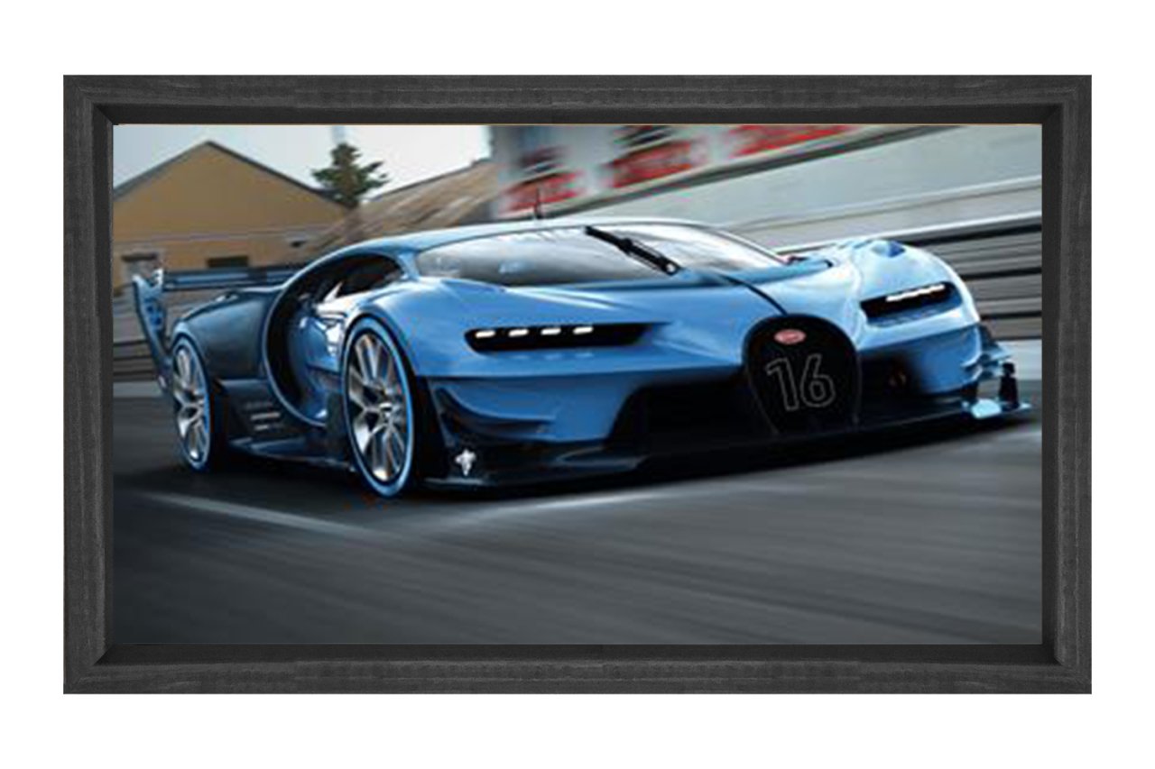 Bugatti Vision Gran Turismo Tablosu Siyah Ahşap Çerçeve - 40x60