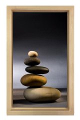 Taşlar Tablosu Naturel Ahşap Çerçeve - 70x100