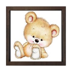 Sevimli Ayıcık Tablosu Kahverengi Ahşap Çerçeve - 30x30