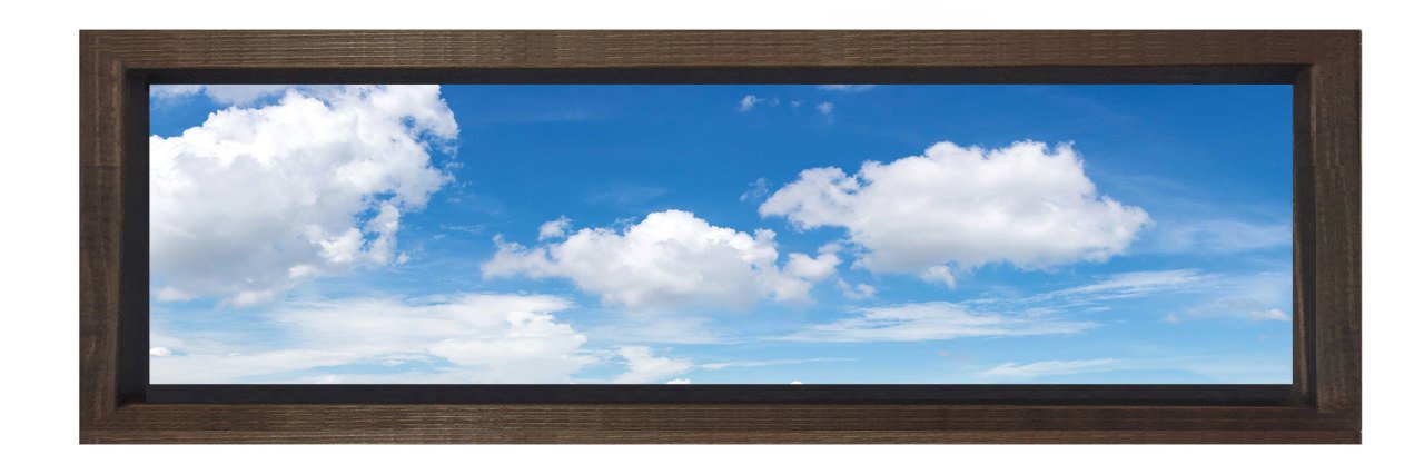 Bulutlu Gökyüzü Tablosu Kahverengi Ahşap Çerçeve - 180x60