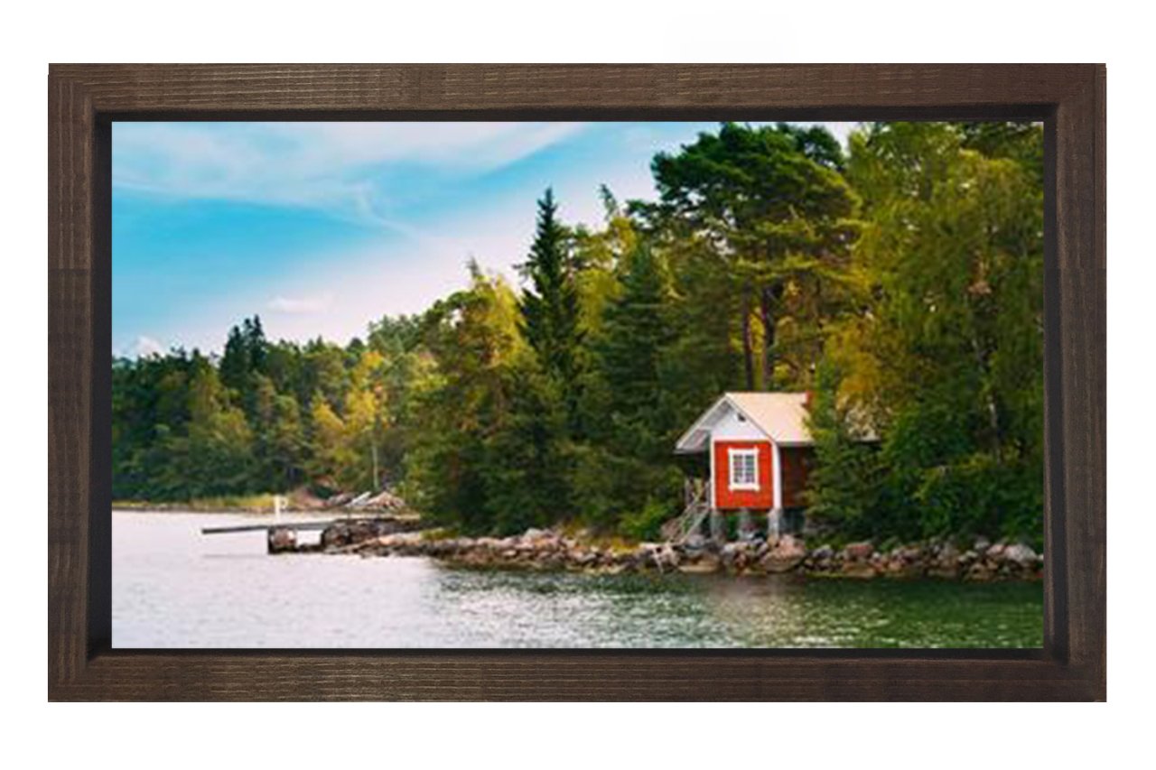 Ormanda Göl Evi Tablosu Kahverengi Ahşap - 50x70