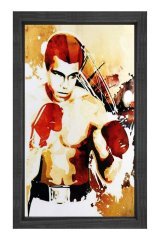 Muhammed Ali Tablosu Siyah Ahşap Çerçeve - 50x90