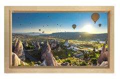 Uçan Balonlar Ve Peribacaları Tablosu Naturel Ahşap Çerçeve - 100x150