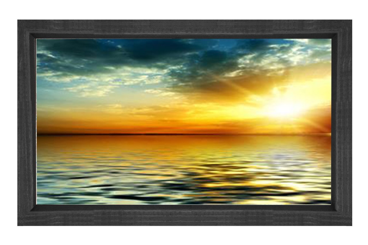 Deniz Ve Gün Doğumu Tablosu Siyah Ahşap Çerçeve - 40x60