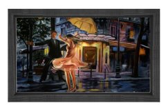 Romantik Gece Tablosu Siyah Ahşap - 70x100