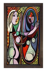 Girl Before a Mirror Tablosu Kahverengi Ahşap - 50x70
