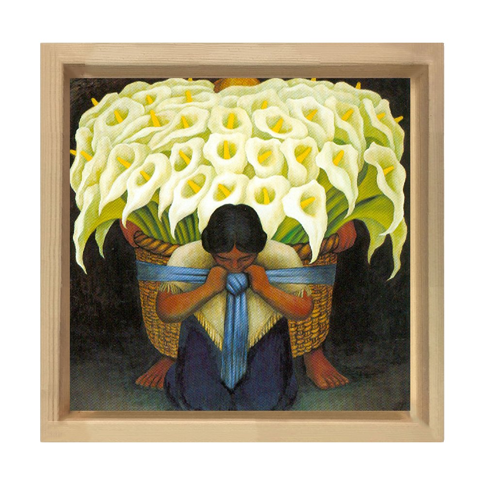 Çiçek Satıcısı,1942 Tablosu Naturel Ahşap Çerçeve - 60x60