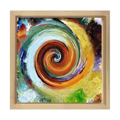 Soyut Girdap  Tablosu Naturel Ahşap Çerçeve - 60x60