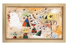 Soyut Adamlar Tablosu Naturel Ahşap Çerçeve - 100x200